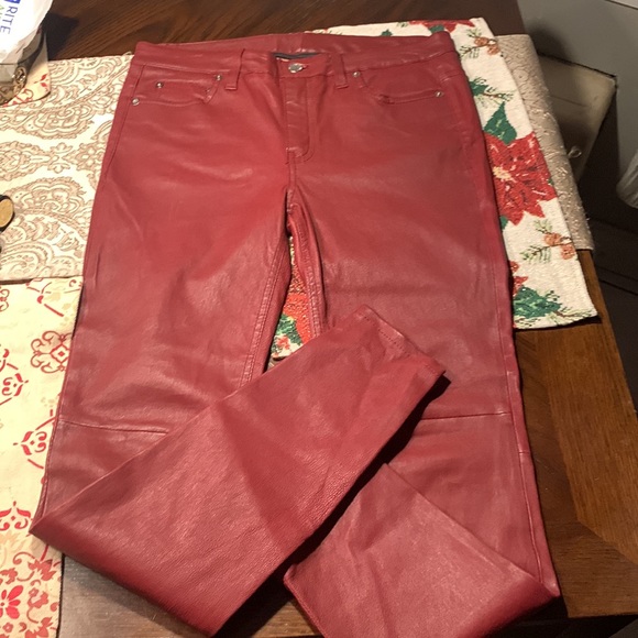 BLK DNM Denim - BLK DNM Burgundy Red Leather Skinny Pants sz 28
